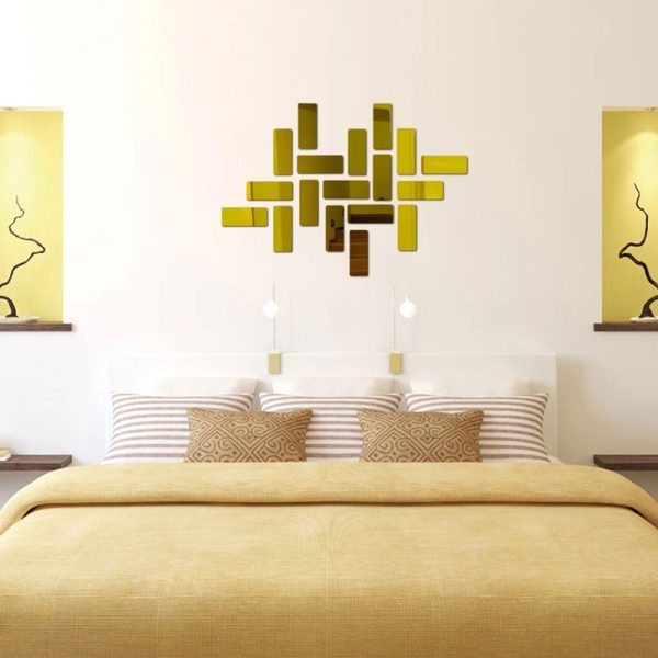 18pcs/set Fashion Mirror Brick Wall Sticker (golden)