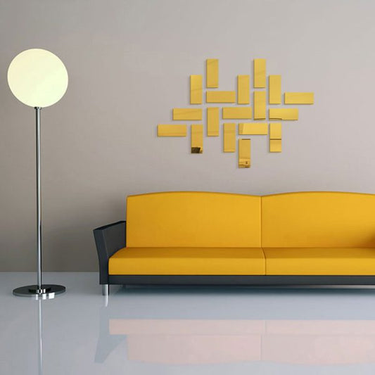 18pcs/set Fashion Mirror Brick Wall Sticker (golden)