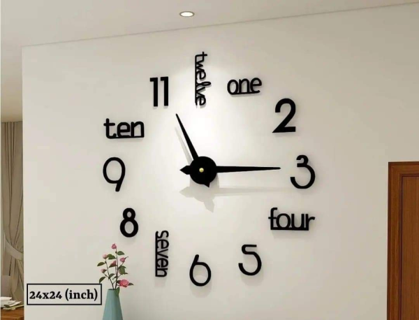 New Style 3d Wooden Wall Clock Stylish Design Home Decoration Wall Hanging Clock